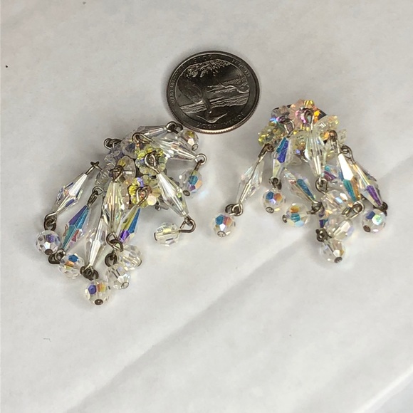 Vintage Crystal Chandelier Pierced earrings - Picture 2 of 5